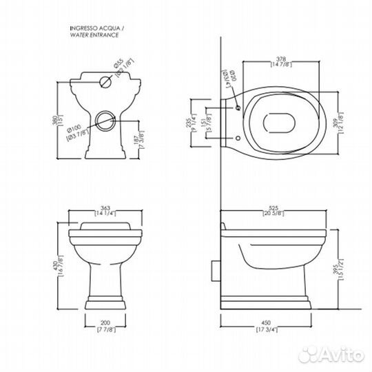 Devon Classica Унитаз напольный пристенный (45x36