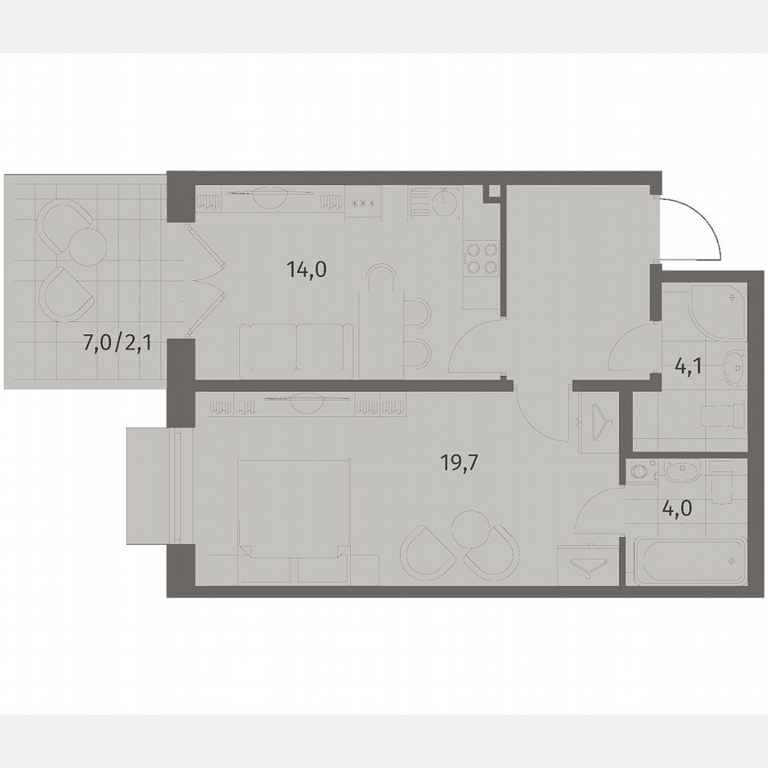 1-к. квартира, 50,7 м², 1/8 эт.