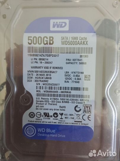 Hdd 500gbWD Blue 3,5 Новый, запечатанный