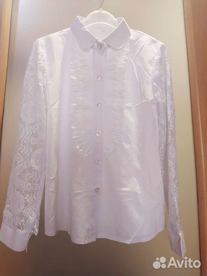 Блузка белая для девочки 140