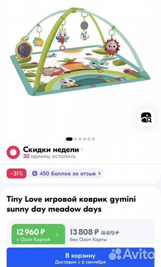 Развивающий коврик tiny love