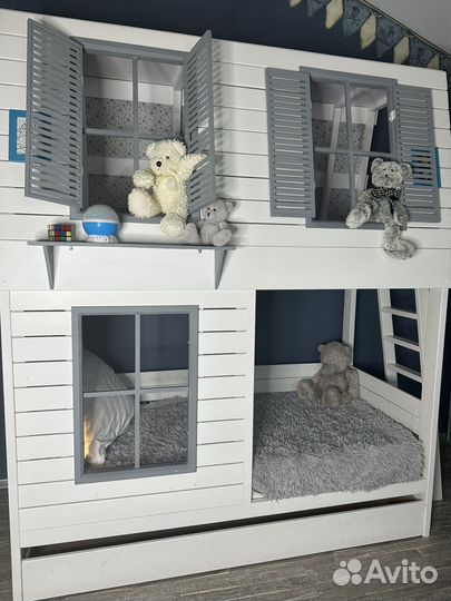 Кровать домик двухъярусная кровать чердак дом