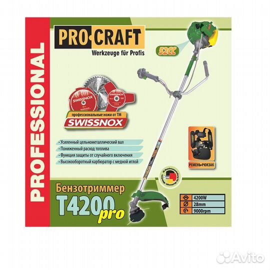 Профессиональная Мотокоса ProCraft T4200 Pro