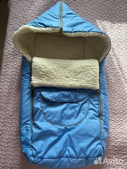 Теплый конверт в коляску на овчине