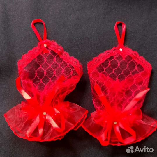 Перчатки Митенки детские красные кружевные