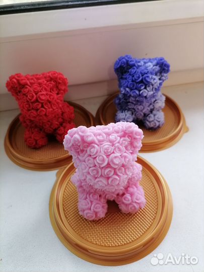Мишка из роз. Мыло ручной работы