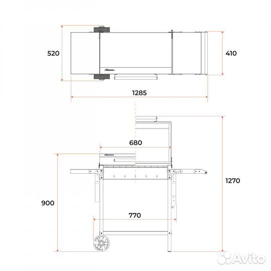 Мангал с крышкой гриль на колесиках