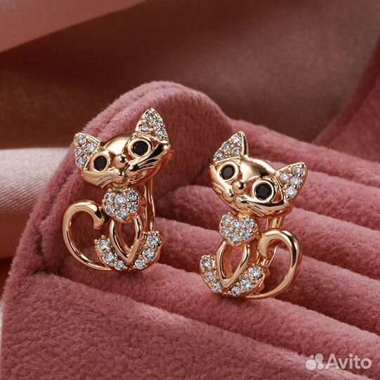 Серьги позолота 585