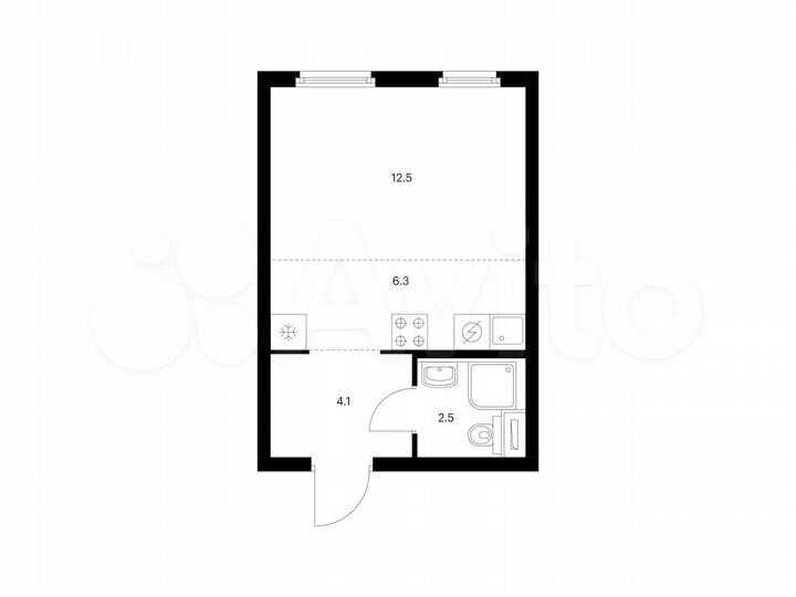 Квартира-студия, 25,4 м², 25/25 эт.