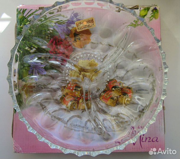 Менажница хрустальная новая.Иран