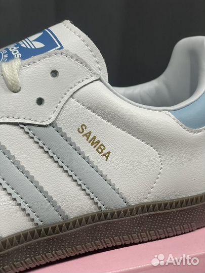 Adidas Samba OG White Halo Blue. Мужские кроссовки