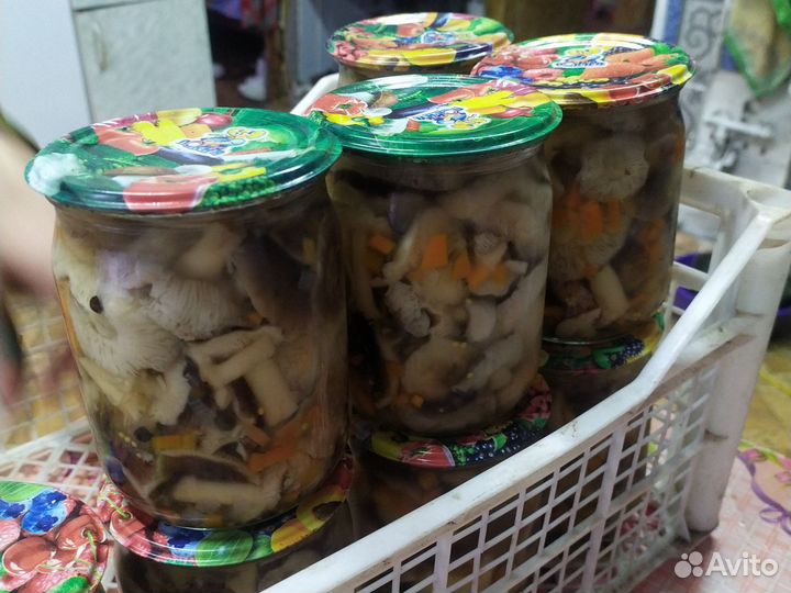 Грибы маринованные рядовка,опята,маслята,белые