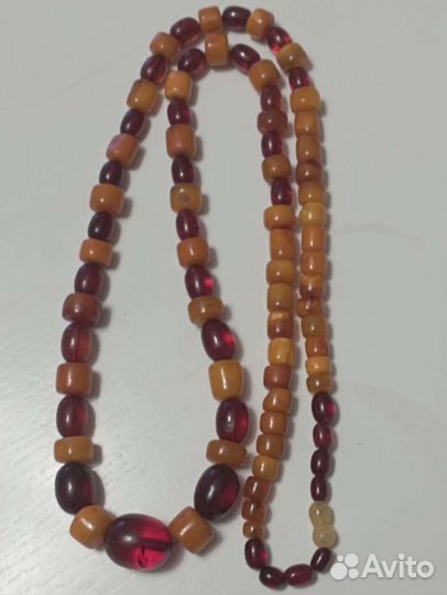 Пейзажный янтарь бусы антикварные