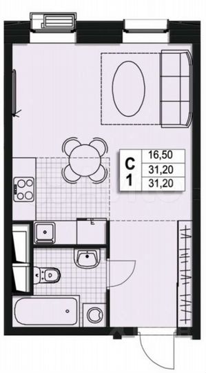 Квартира-студия, 31,2 м², 4/10 эт.