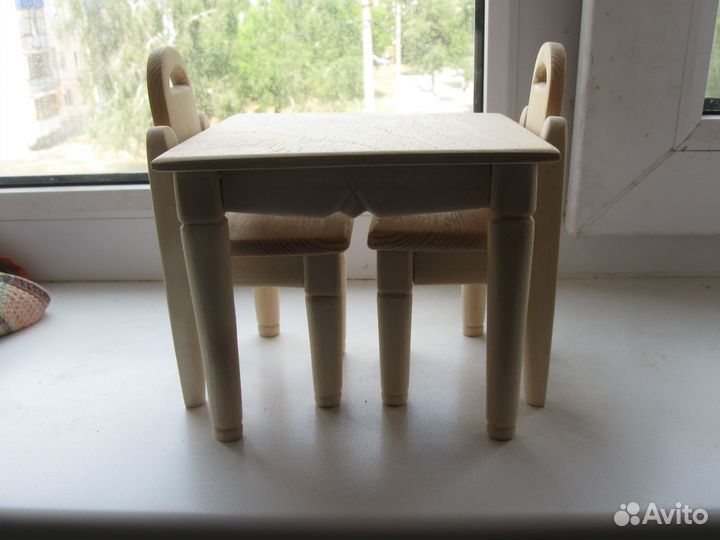 Детская мебель Стол и 2 стула для кукол дерево