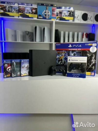 PS4 Slim. Гарантия. 2 джойстика 500Gb-1tb. Игры