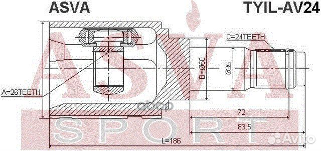 ШРУС внутренний левый 26x50x24 tyilav24 asva