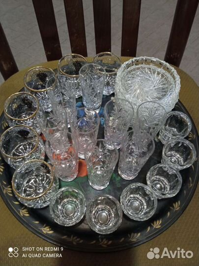 Хрустальные бокалы, стопки, розетки, рюмки