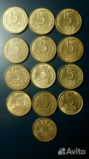 Монета 5руб. регулярный чекан 1991-1996гг