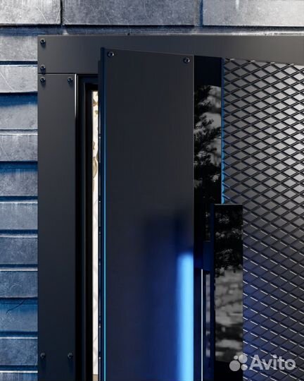 Премиум дверь черная с разноцветной подсветкой