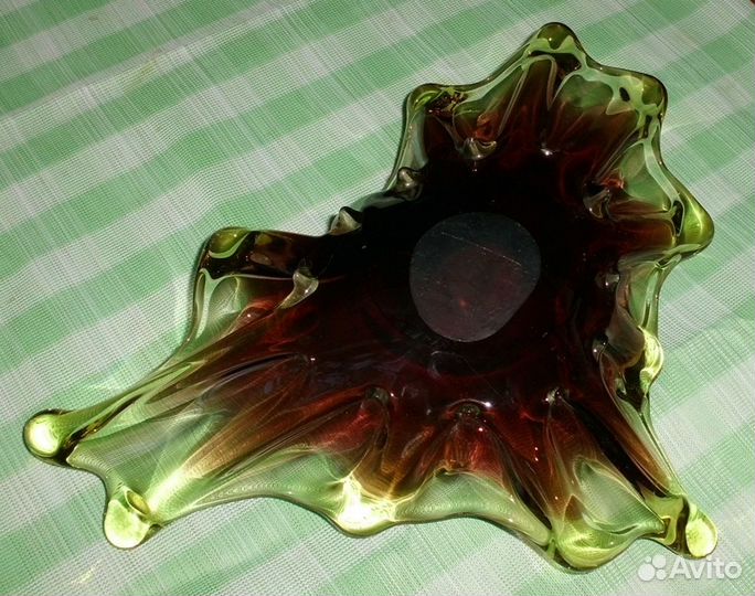 Ваза медуза цветное стекло СССР размер 32х15х10 см