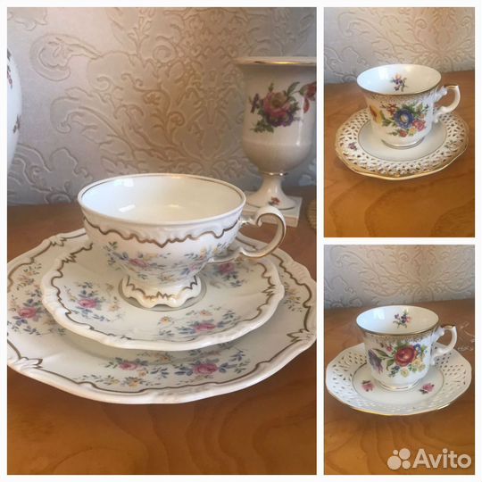 Антикварные чайные трио германия