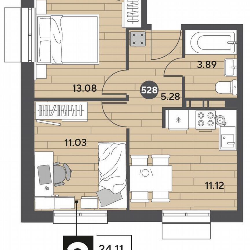 2-к. квартира, 44,4 м², 12/14 эт.