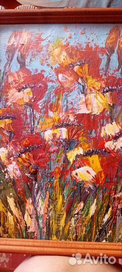Картина масло Маки 21*30