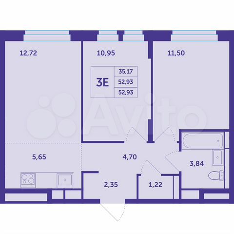 3-к. квартира, 52,9 м², 16/25 эт.