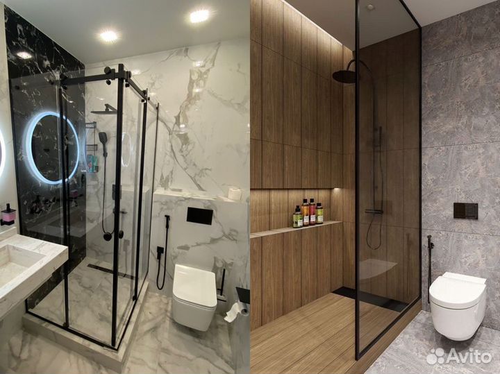 Стеклянное душевое ограждение под ключ