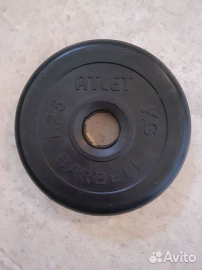 Диск обрезиненный MB «Atlet» 1.25 кг, d-26мм