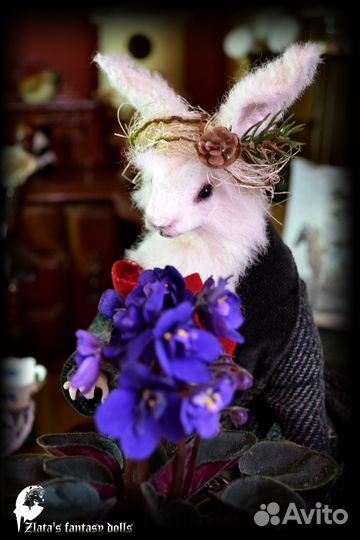 Мартовский Заяц авторская кукла ручной работы