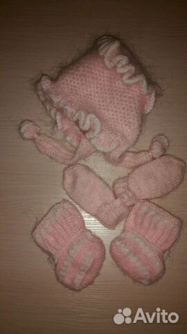 Новый комплект на малышку ручной работы, шапка, ва