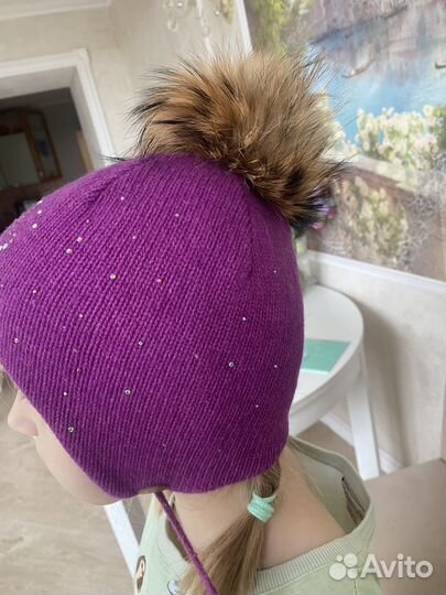 Теплая финская детская шапка для девочки