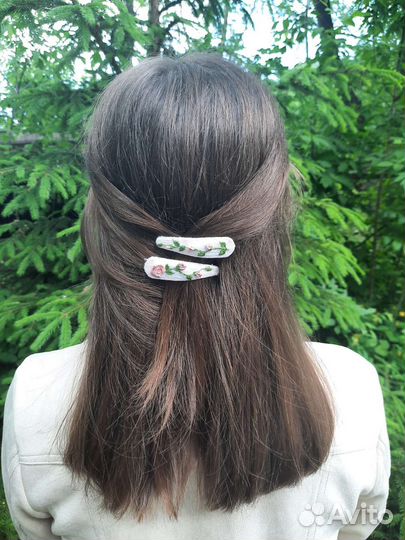 Заколки для волос с вышивкой ручная работа