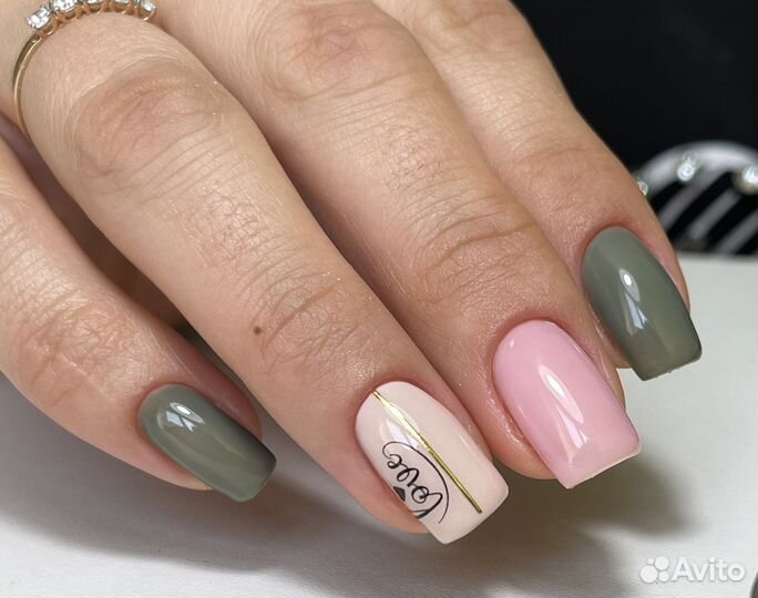 Комбинированный маникюр.Зеленая роща