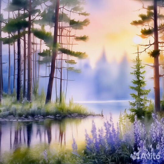 Картины Цветы на скамейке на холсте 50х50 см