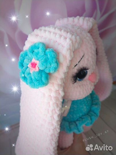 Заяц плюшевый вязаный кукла метрика