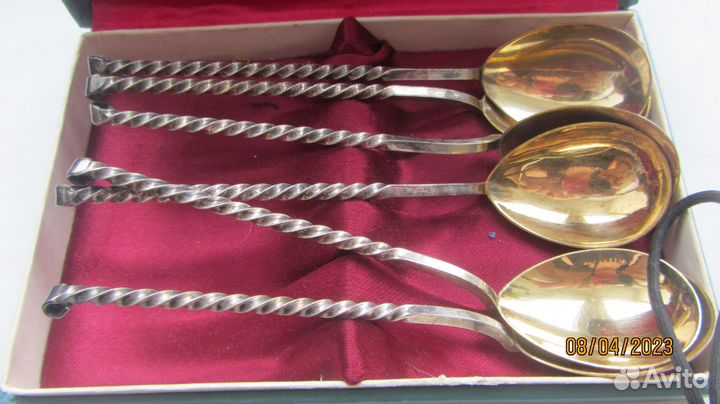 Чайные ложки мельхиоровые с позолотой