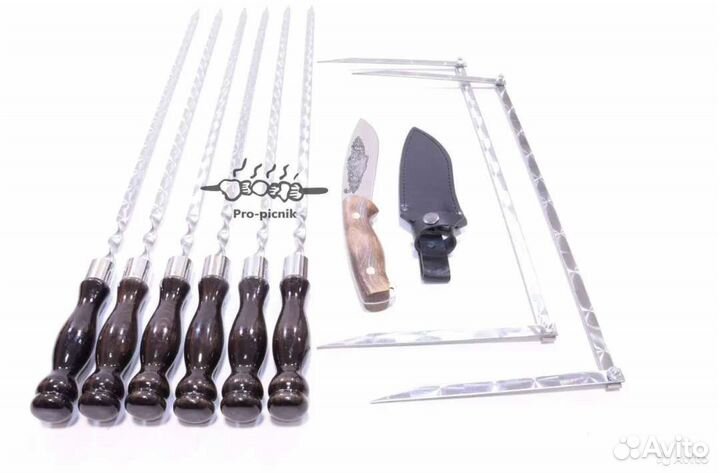 Набор шампуров в кожаном чехле 