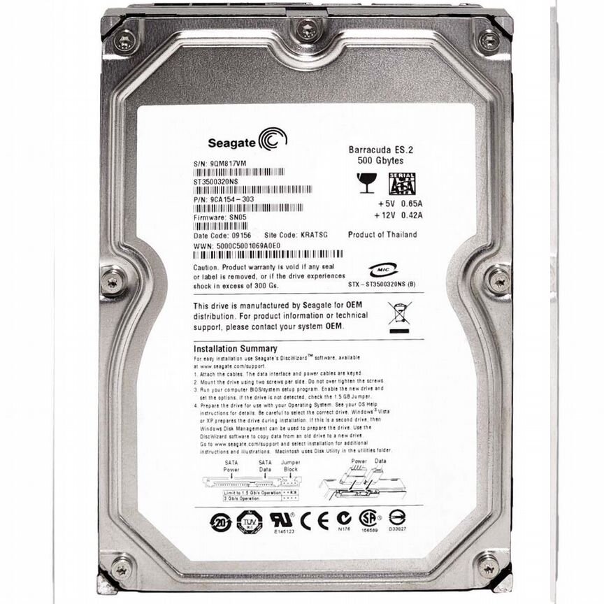 [ST3500320NS] Жесткий Диск Seagate 500gb Sata2 3.5 St3500320ns