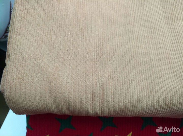 Вельвет отрезы бежевый и бордовые