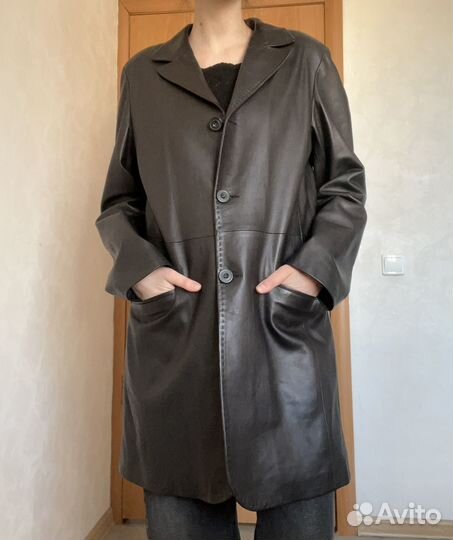 Итальянское пальто из натуральной кожи vera pelle