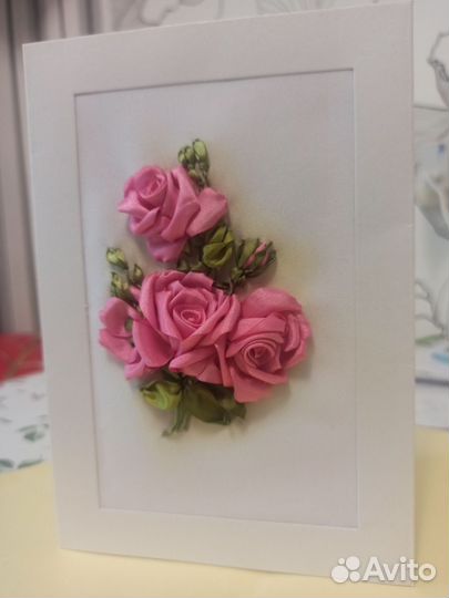 Картина, броши, кулоны. вышивка лентами