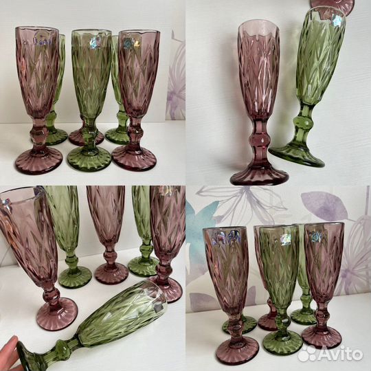 Бокалы фужеры из цветного стекла