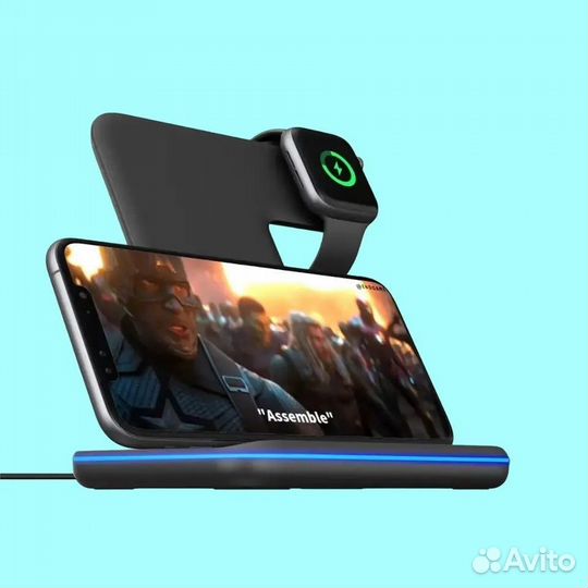 Беспроводная зарядная станция 3в1, 15W