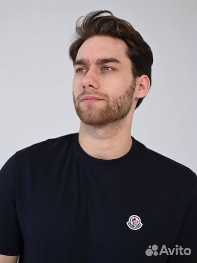 Футболка мужская Moncler темно-синяя