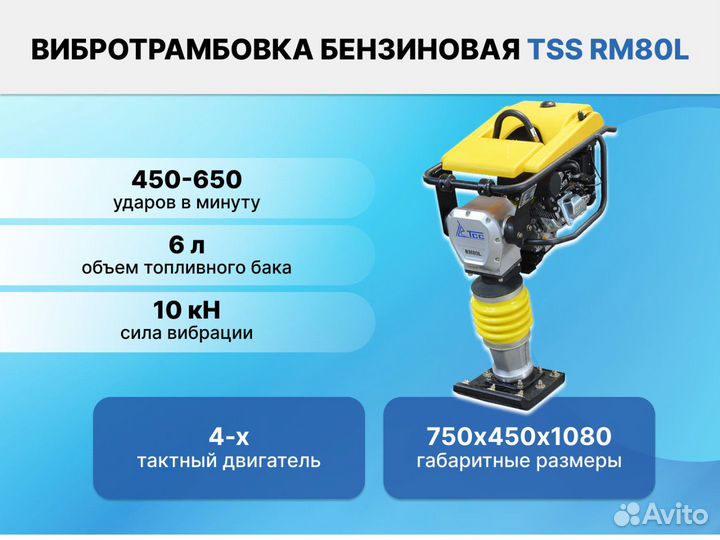 Вибротрамбовка бензиновая TSS RM80L