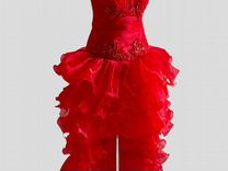 Роскошное красное корсетное платье на выпускной