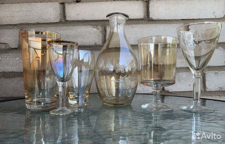 Бокалы, фужеры, графин одним лотом